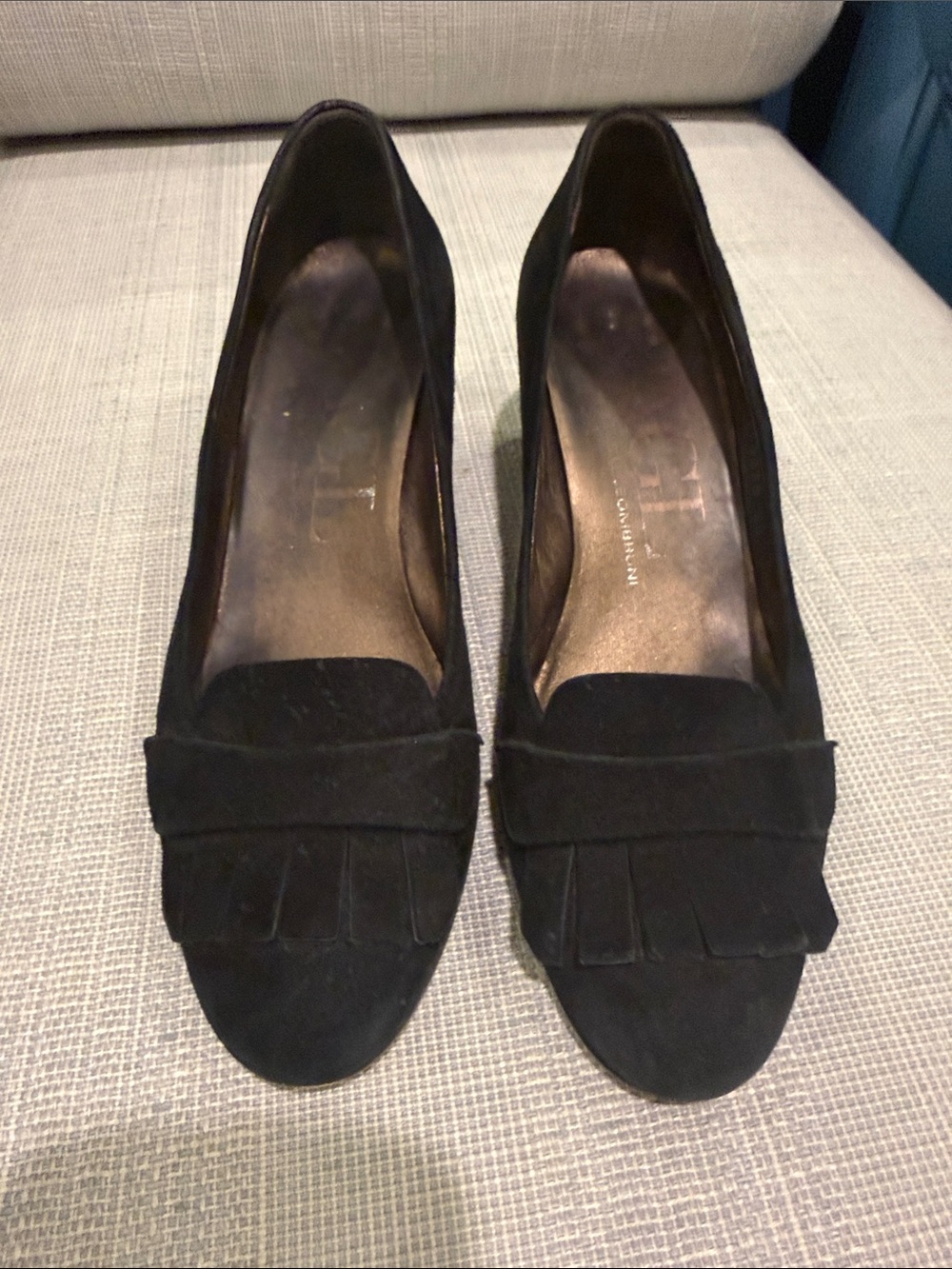 Agl Black Suede Fringe Loafers
